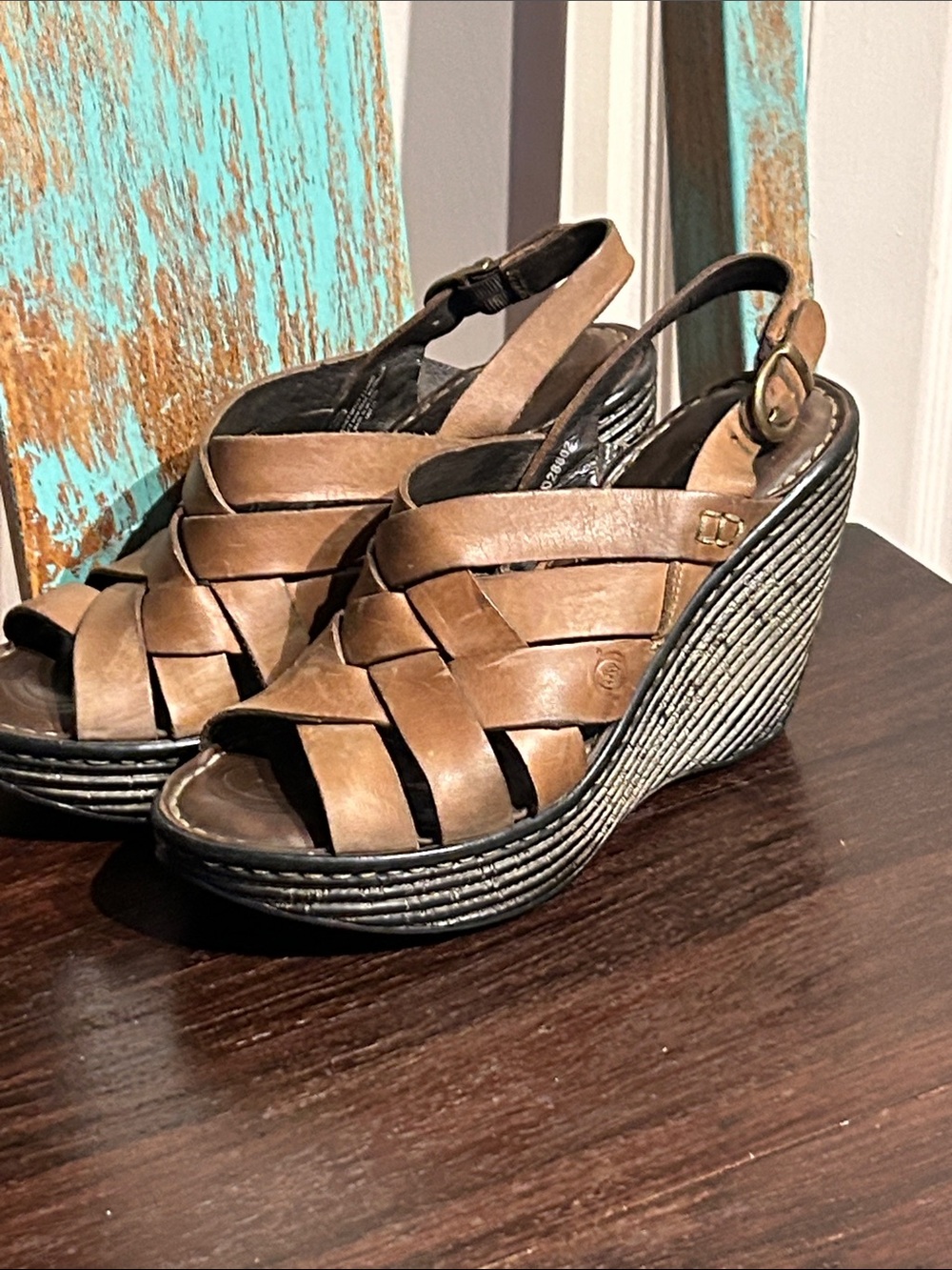 Born Brown Leather Boho Platform Wedge